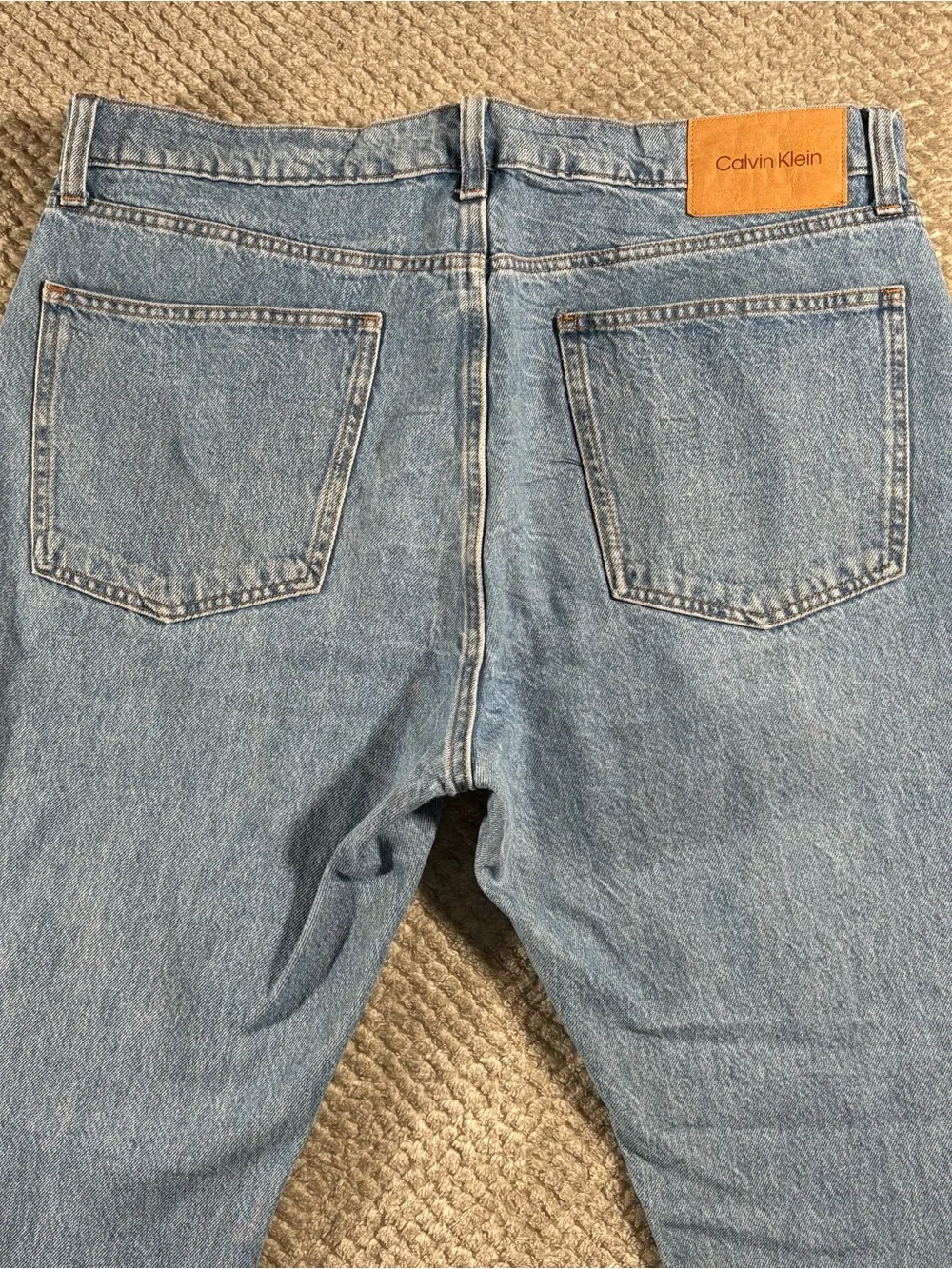 Vtg Calvin Klein Denim Jeans Men's 36x32 Straight Fit Button Fly, Distress Wash